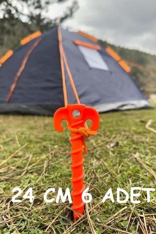 İntercamp 6' Li 24 Cm Çadır Kazığı, Çakma Kazığı, Çadır Sabitleme Kazığı, Kancalı Kazık, Plastik Çok Renkli