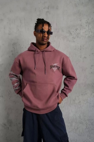 Trend Butikk Erkek Baskılı Kapüşonlu Ve Kordon İpli Sweat - Gül Kurusu Gül Kurusu