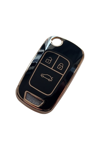 Opel Astra J Insignia Chevrolet Cruze Uyumlu Nano Kumanda Anahtar Kılıfı Oto Anahtarlık Siyah - Gold