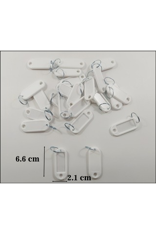 Kimlik Plastik Etiket Anahtarlık 100 Adet Beyaz