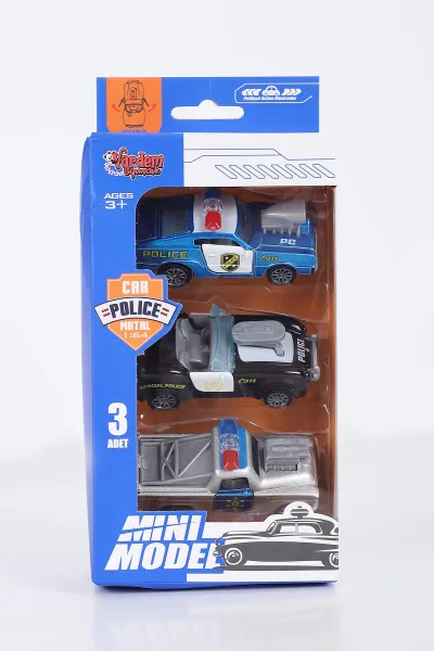 3 Parça Çek Bırak Mini Model Metal Clasic Araba 1:64