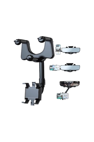 Ayt Powermaster Pm-25159 Araç İçi Dikiz Aynası Telefon Tutucu 360 Derece Ayarlanabilen Oto Cep Telefonu Tutacağı