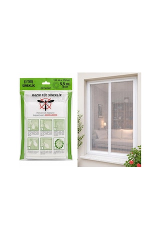 Pratik Sineklik Hazır Tül Sineklik Çift Kanat 150 Cm X 125 Cm, Kapı Ve Pencere Uyumlu Pimapen İçin Böcek Sinek Eng