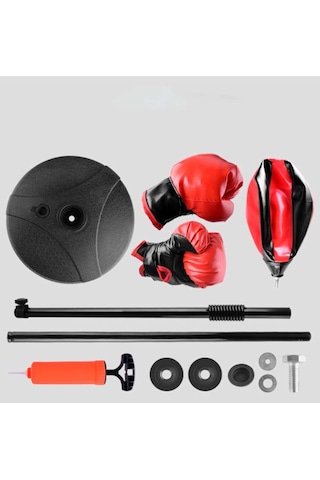 Çocuk Boks Standı 70-105 Cm Refleks Topu Boks Seti Eldiven Çok Renkli