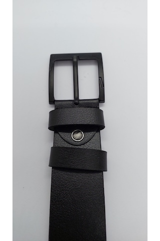 Erkek Kemer Çocuk Yetişkin Siyah Kare Tokalı Deri Kemer Siyah