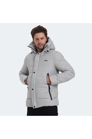 Slazenger GANEA IN Büyük Beden Erkek Kapüşonlu Şişme Bej Mont & Kaban