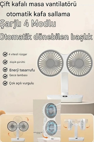Vtn-01 Masaüstü Çift Fanlı Led Işıklı Soğutucu Vantilatör