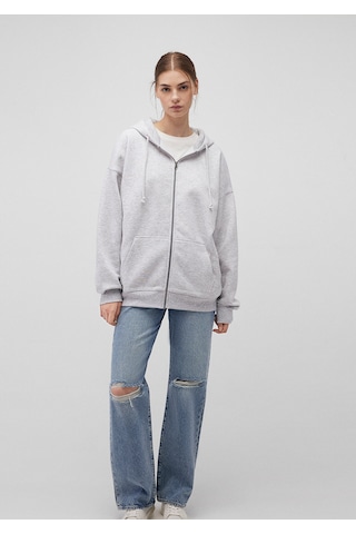 Mavi - Kapüşonlu Fermuarlı Gri Sweatshirt 1610221-80196 Gri