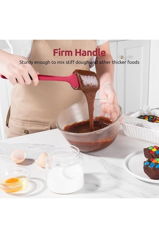 Likeable 600 Derece Fahrenheit Isıya Dayanıklı Silikon Spatula Seti Kırmızı Kırmızı