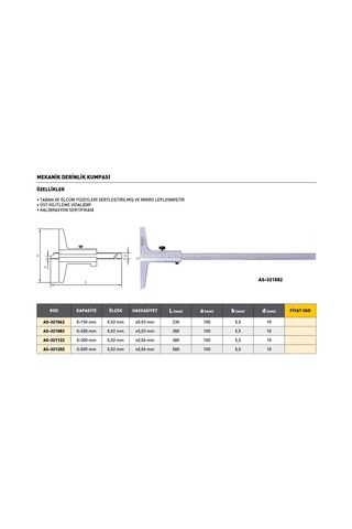 Fett 0-200mm Asimeto Mekanik Derinlik Kumpası As-321082