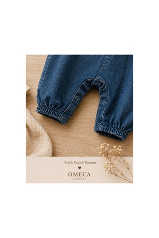 Omeca Concept Kız Bebek Denim Tulum Ve Gömlek Takımı Lacivert