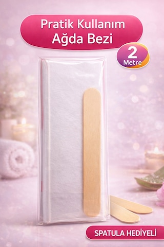 Hemengo Biowet Ağda Bezi 2 Metre Spatula Hediyeli Epilasyon Bezi Dayanıklı Tüy Dökme Bezi 2'li Paket Hmngobzs