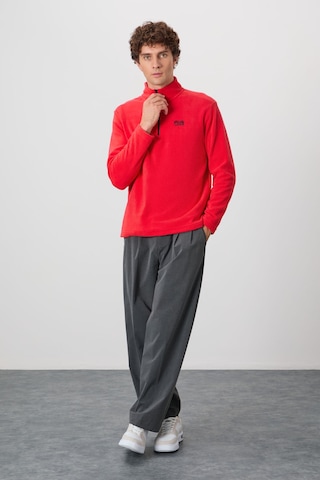 Tommy Life River Fiesta Dik Yaka Erkek Polar Sweatshirt - 88310 Kırmızı