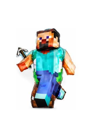 Minecraft Steve Folyo Balon 90x75 Cm Doğum Günü Parti Dekorasyon Balonu Çok Renkli