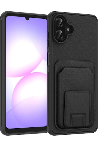 Samsung Uyumlu  Galaxy A07 Kılıf Kartlıklı Tpu Zore Bikart Kapak - Gri Gri