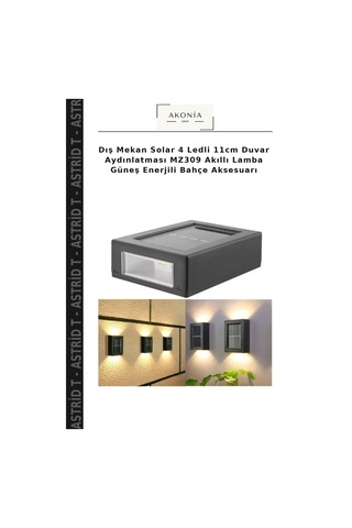 Dış Mekan Solar 4 Ledli 11cm Duvar Aydınlatması Mz309 Akıllı Lamba Güneş Enerjili Bahçe Aksesuarı