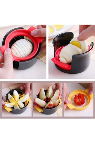 Siyah 3'ü 1 Arada Paslanmaz Çelik Yumurta Kesici - Haşlanmış Yumurta 10,5 5,5 Cm , Çilek Ve Kivi Kesmek İçin Uygundur Diğer