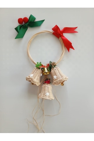 Bambu 3'lü Çan Kapı Çelengi Noel Temalı 23 13 Cm