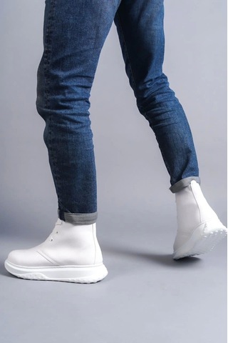 Slw204 Franca Bağcıklı Cilt Erkek Spor Bot Bt Beyaz Beyaz