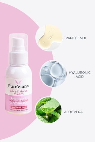 Pureviana Yüz & El Kremi 60ml Hyaluronik Asit 8d + Aloe Vera + Cica + Shea Nemlendirici, Bariyer Onarıcı