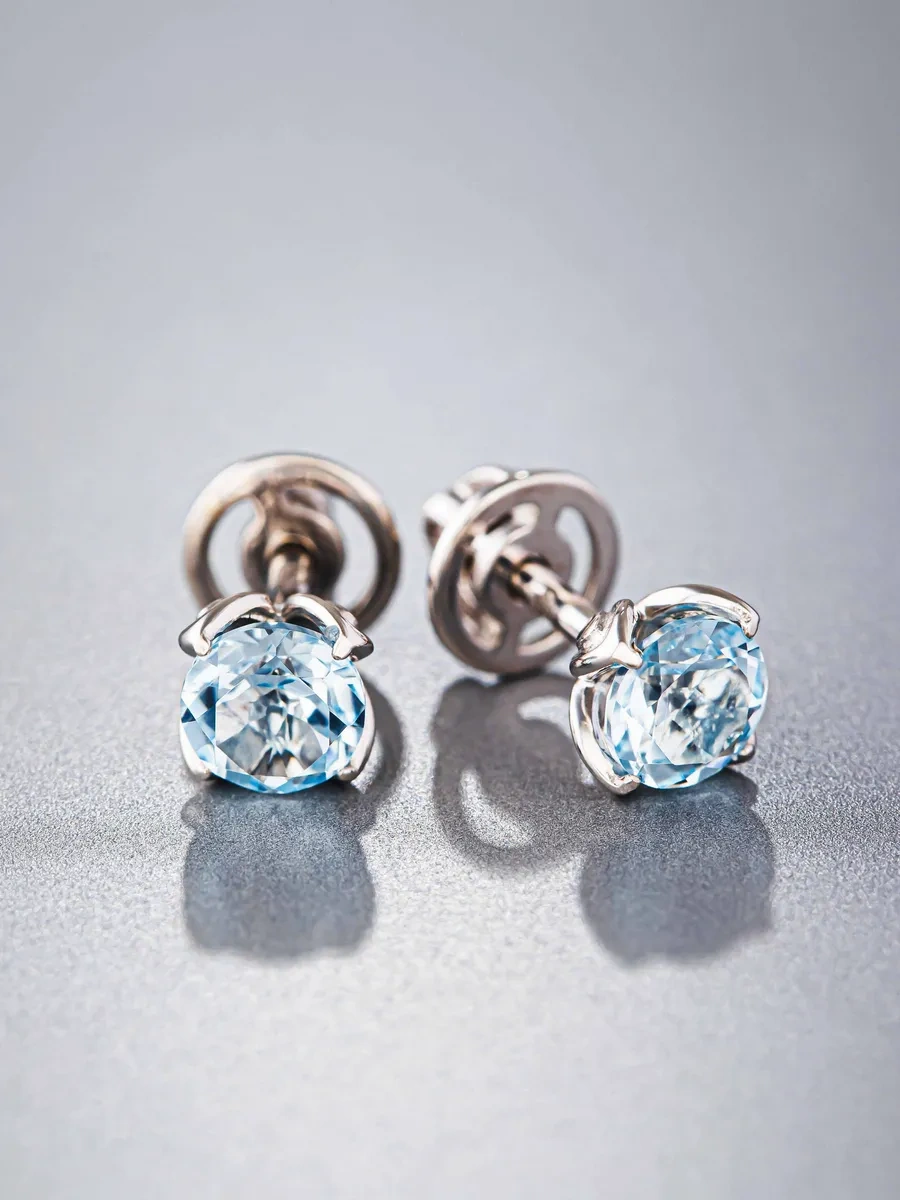 Uvelirnye Tradicii Doğal Topazlı Sky 925 Ayar Gümüş Küpeler 293813734 Diğer