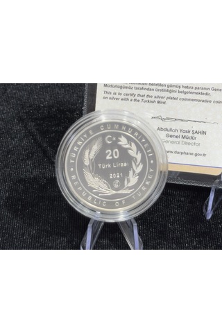2021 Kanal İstanbul 20 Türk Lirası 925 Ayar Gümüş Proof Sertifikalı