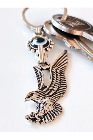 Moncuk Design Nazar Boncuklu Kartal Figürlü Metal Anahtarlık