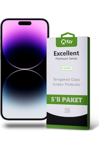 Apple Uyumlu   iPhone 14 Pro Max ile Temperli Ekran Koruyucu Kırılmaz Cam Ekonomik 5'li Paket