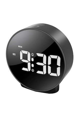 Monozone Dekoratif Yuvarlak Siyah Dijital Led Masa Saati Usb