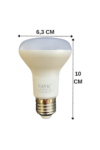 5 Adet Şavk 8w 54w Sarı Işık 3000k E27 Duylu Kalın Duy Led R63 Ampul
