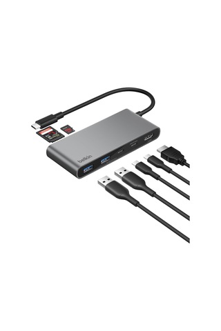 Belkin Usb-c Hub, 7 Portlu, 60 Hz De 4k Hdmi Ekran Desteği, Sd Ve
