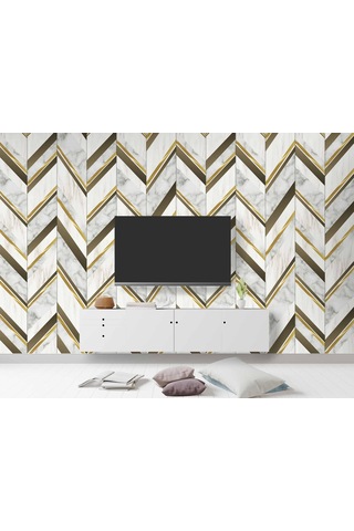 3 Boyutlu Mermer Ve Altin Desenli Duvar Kağıdı 1 M²