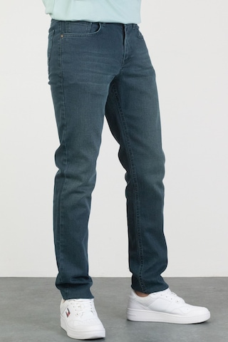 HLT Jeans Erkek Petrol Yeşili Taşlamalı Slim Fit Likralı Jean Kot Pantolon Robert Yeşil