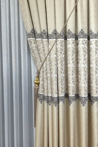 Takım Fon Perde Krem-bej 2 Kanat Fon+aksesuar Krem