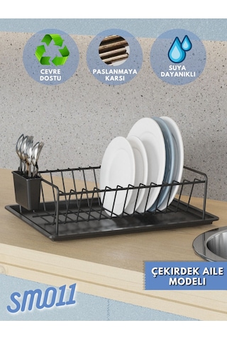 Suntel Tek Katlı Bulaşıklık Siyah+siyah Tepsi