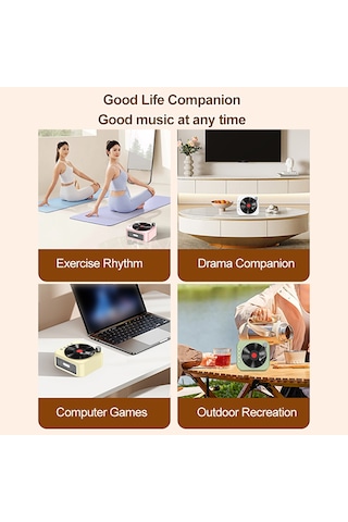 Springsun Taşınabilir Kablosuz Hoparlör Vintage Cd Kayıt Stili Bt5.3 Teknolojisi Hoparlörler Stereo Sahne Hifi Ses Aux Usb Flash Beyaz