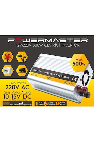 İnvertör 500 W 12 V 220 V Çevirici Modıfıed Sınus Powermaster