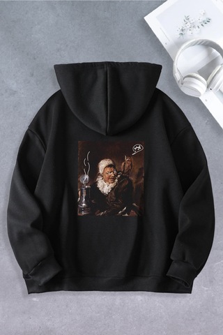 Ciel Lune Nevermind Unisex Kadın Erkek Why Baskılı Oversize Sweatshirt Siyah Siyah