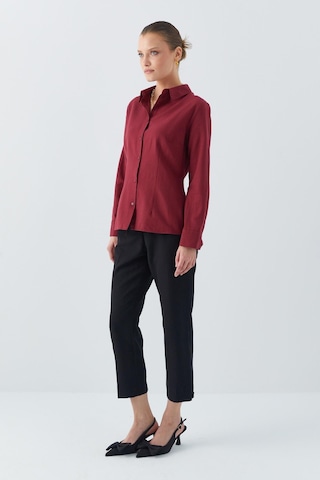 Mixray 4634 Kadın Pensli Fit Gömlek Bordo