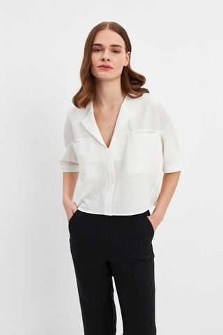 Stella Pulvis Beyaz Kısa Kol Cepli Bluz