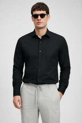 Lufian Venedıc Erkek Basic Gömlek Regular Fit Siyah Siyah 111010667100100