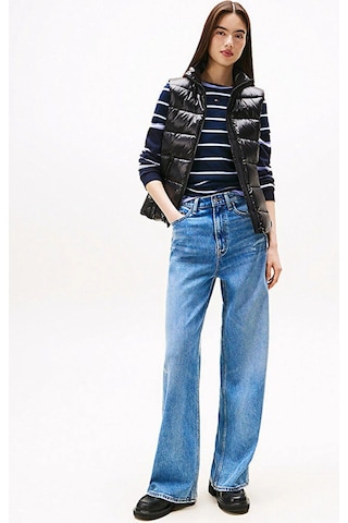 Tommy Hilfiger Kadın Marka Logolu Full Fermuarlı Şık Görünüşlü Günlük Kullanıma Uygun Siyah Yelek Dw-10177 Siyah