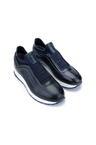 Tamer Tanca Erkek Hakiki Deri Lacivert Casual Ayakkabı 383 6094 Erk Ayk Y24 Lacı Slvr Lacivert - Gümüş