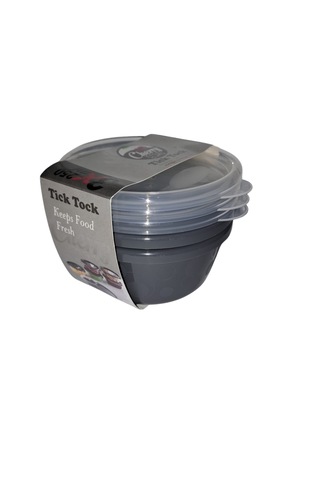Tick Tock Hava Sızdırmaz Saklama Kabı Antrasit 3'lü Set 3 x 250 ML Antrasit