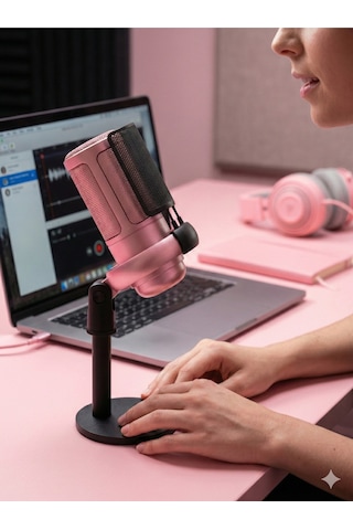 Nexora Rgb Usb Kondenser Masaüstü Mikrofon Karaoke Yayın Type-c Pembe