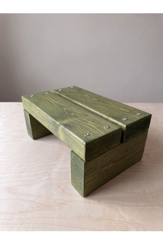 Nest Woodtr Doğal Ahşap Tek Katlı Basamak Tabure Yükseltici 30x25x15cm 1adet Yeşil