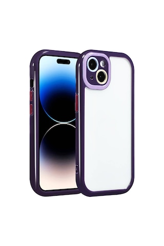Nourthkiingdom Apple Uyumlu iPhone 14 Kılıf Kamera Korumalı Renkli Kenar Ve Çerçeve Tasarımlı Nrtk Vitamin Kapak-derin Mor Derin Mor