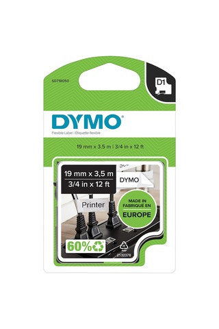 Dymo S0718050, Yüksek Performans Esnek Naylon 19 Mm X 3,5 Mt , Siyah/beyaz 16958