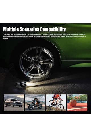 Reedark St-09 Kablosuz Elektrikli Hava Pompası, 4 Modlu Araba, Motosiklet, Bisiklet, Top , 150psı Maksimum Basınç, 2x2000mah Li-poly Batarya, Otomatik Durdurma, Usb Ters Şarj, Gece Aydınlatması Turuncu