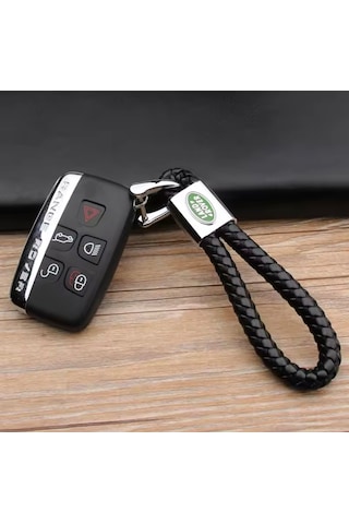 Land Rover İle Uyumlu Siyah Deri Örgülü Anahtarlık Discovery
